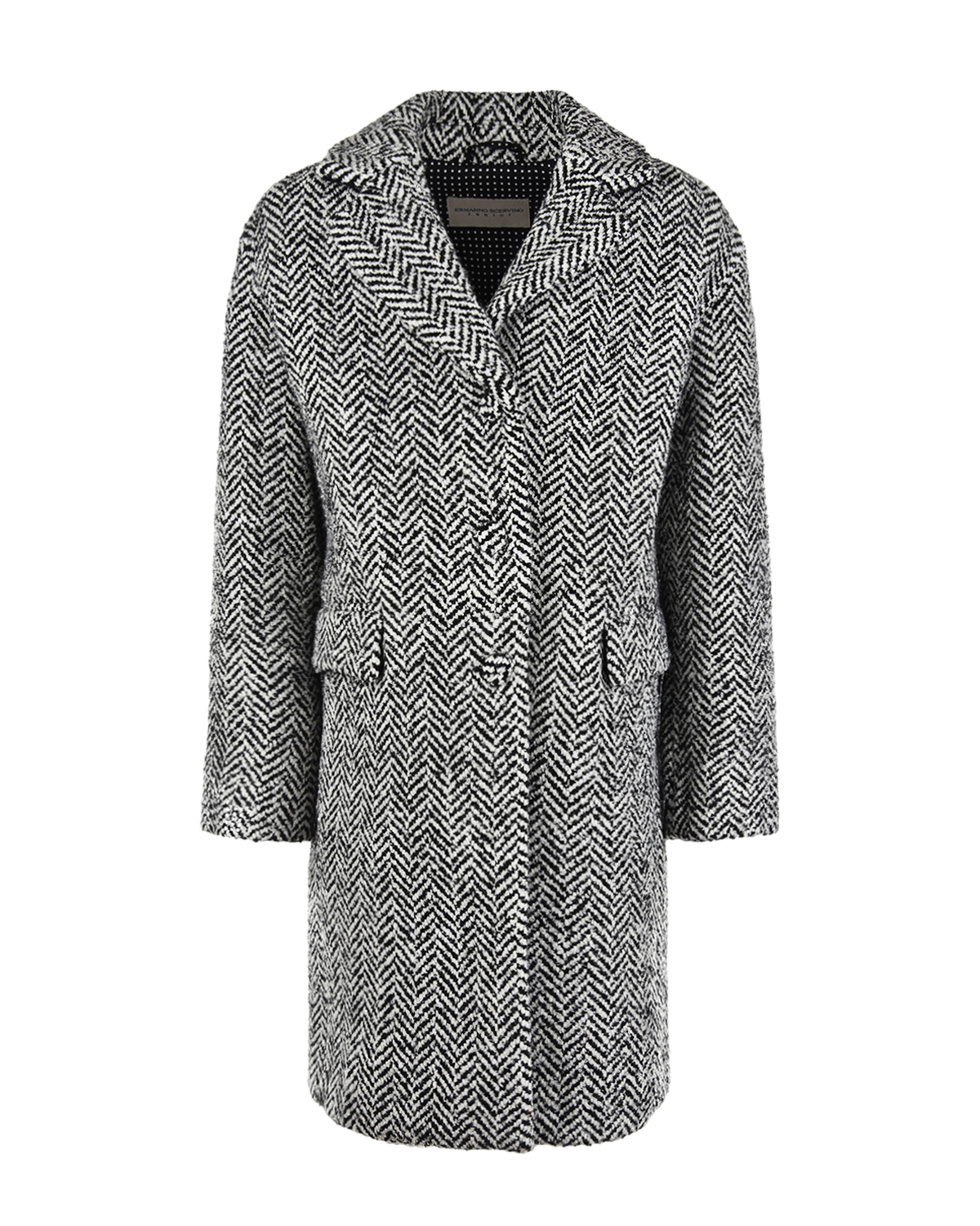 Серое пальто в "елочку" Ermanno Scervino детское, размер 140, цвет серый - фото 1