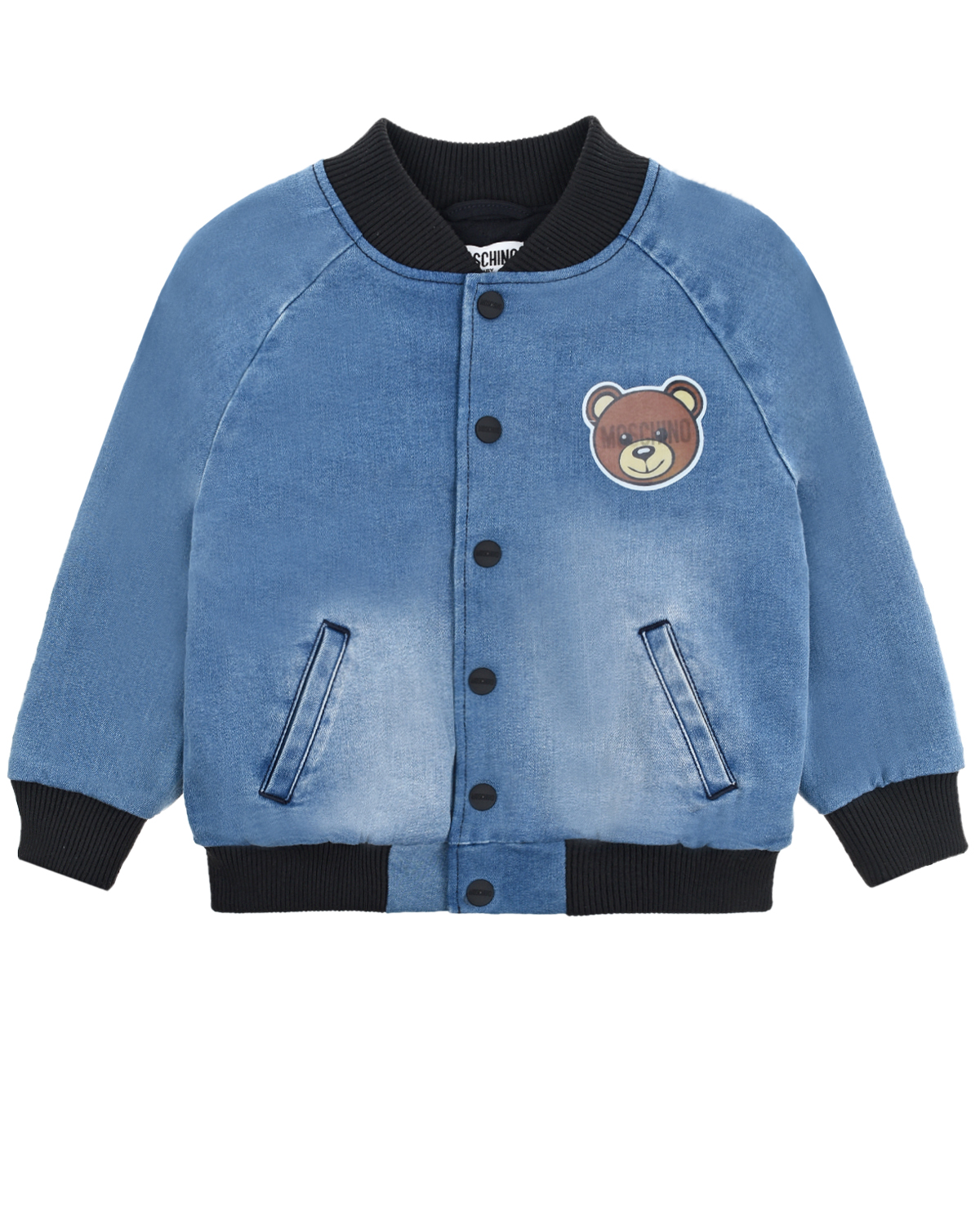 Джинсовая куртка-бомбер Moschino детская, размер 92, цвет голубой - фото 1