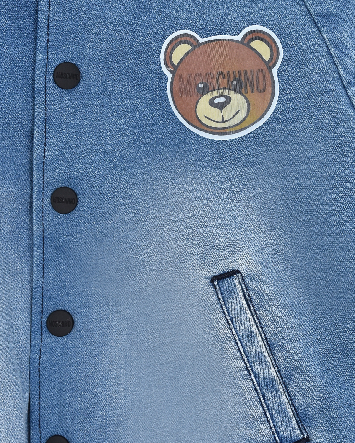 Джинсовая куртка-бомбер Moschino детская, размер 92, цвет голубой - фото 3