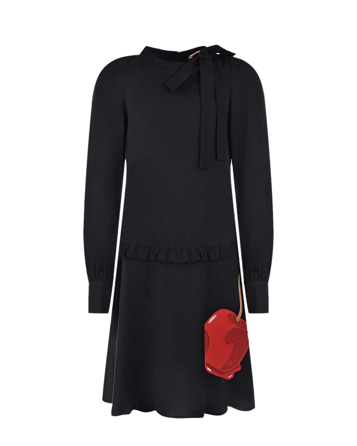 Черное платье с принтом "леденец" No. 21 детское, размер 140, цвет черный - фото 1