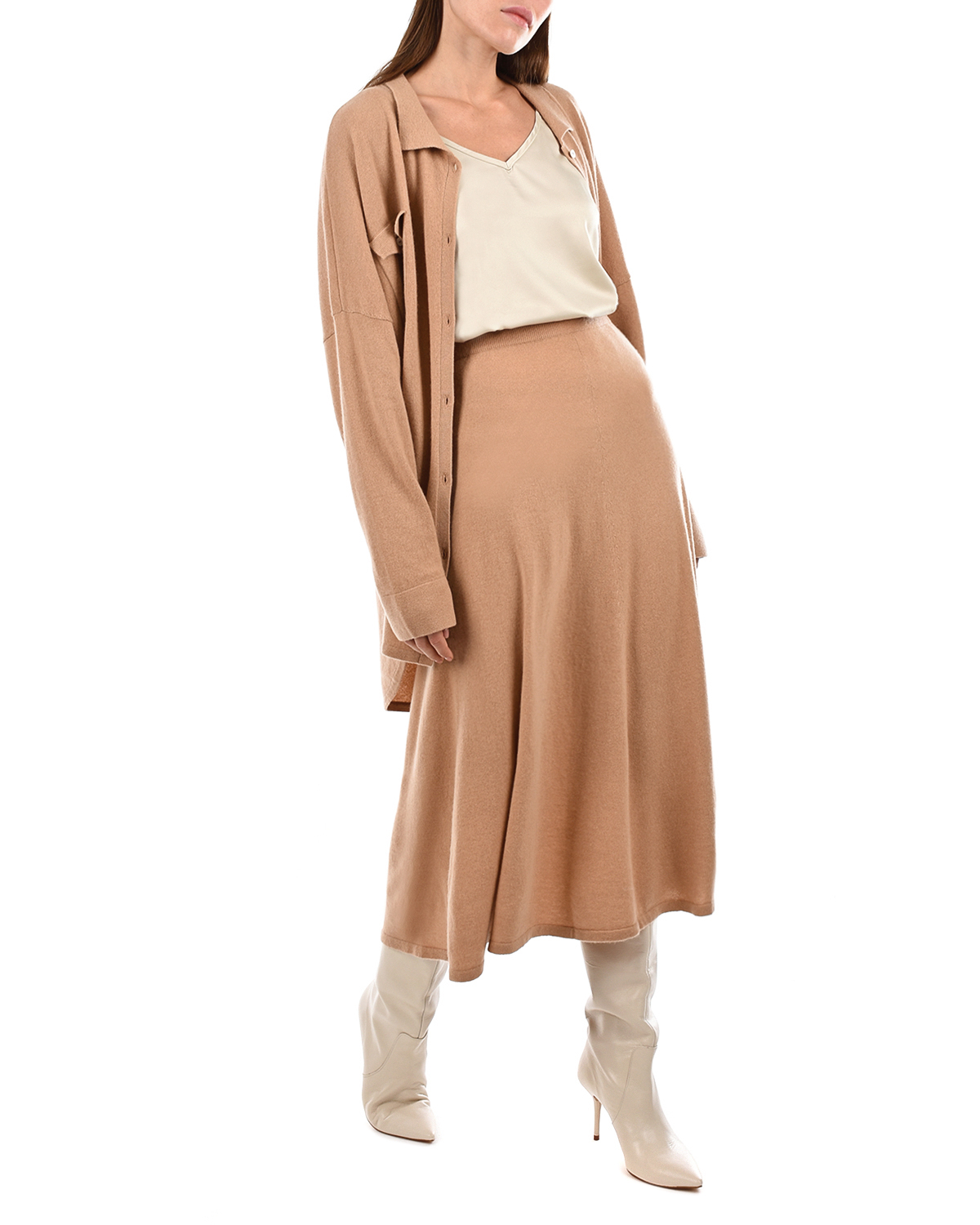 Коричневая юбка из кашемира Arch4, размер 40, цвет коричневый - фото 3