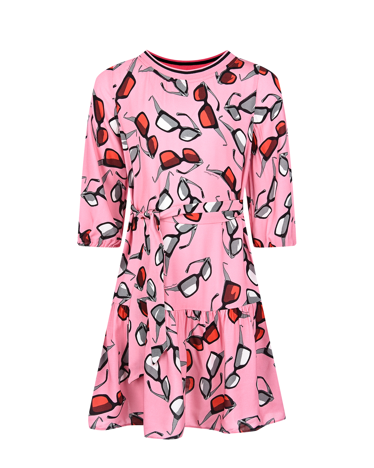 Розовое платье с принтом "Очки" Emporio Armani детское, размер 116, цвет розовый - фото 1