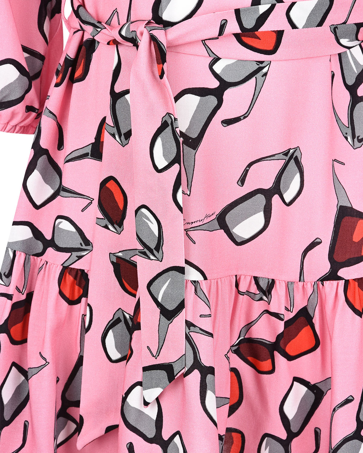 Розовое платье с принтом "Очки" Emporio Armani детское, размер 116, цвет розовый - фото 3