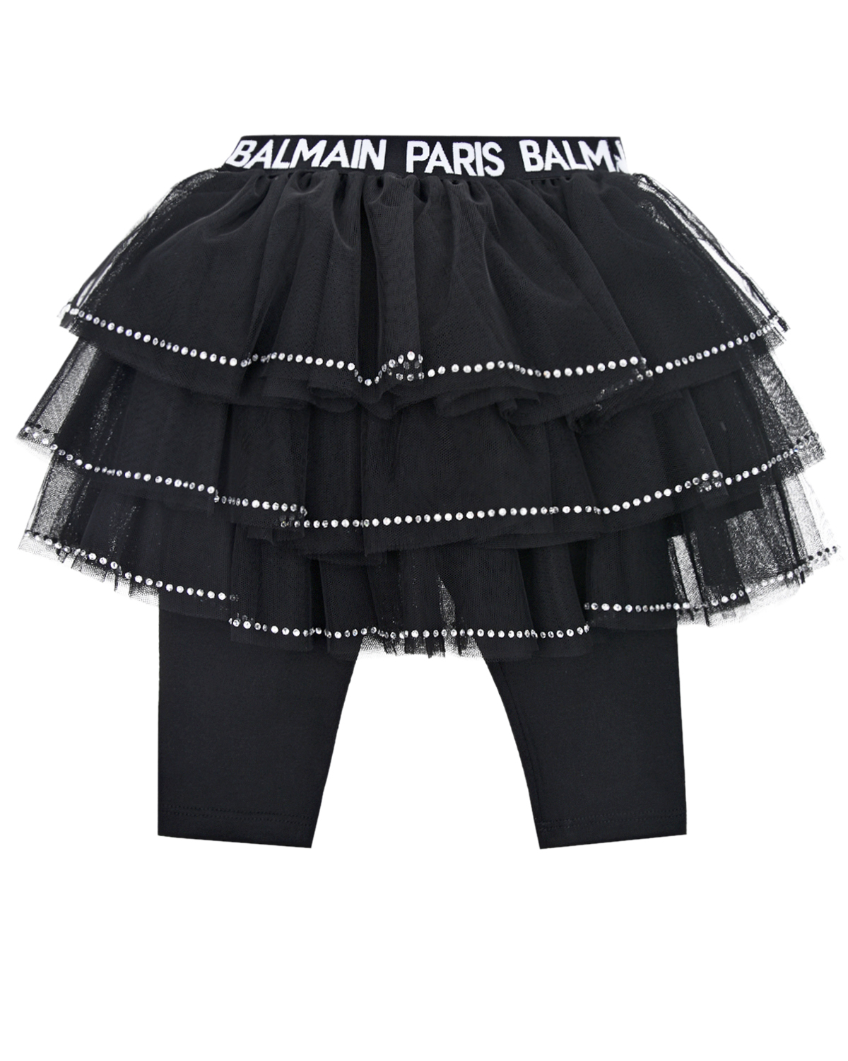 Черная юбка-шорты со стразами Balmain детская