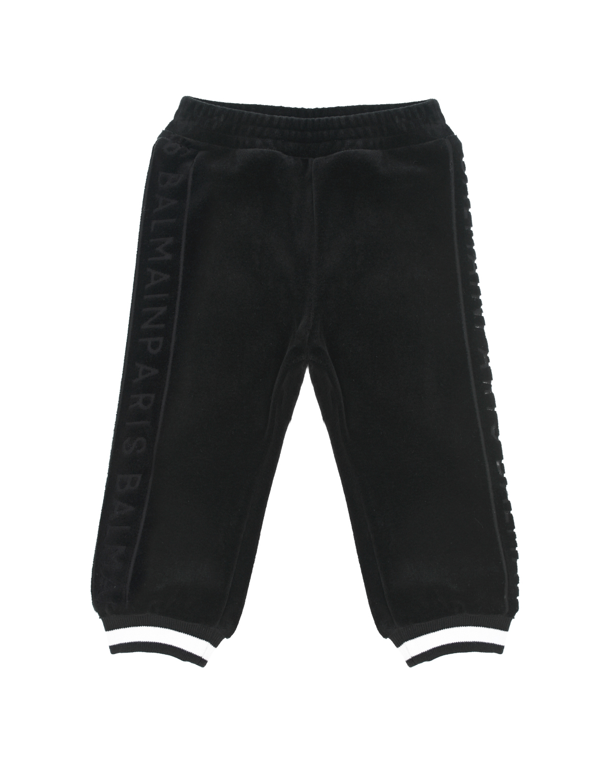Спортивные брюки с контрастными полосками на манжетах Balmain детские, размер 68, цвет черный - фото 1