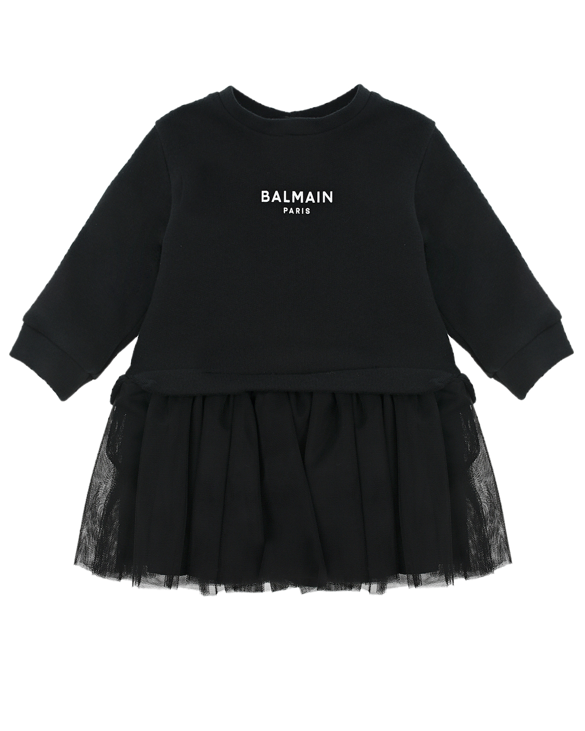 Платье с имитацией юбки и свитшота Balmain детское, размер 68, цвет черный - фото 1