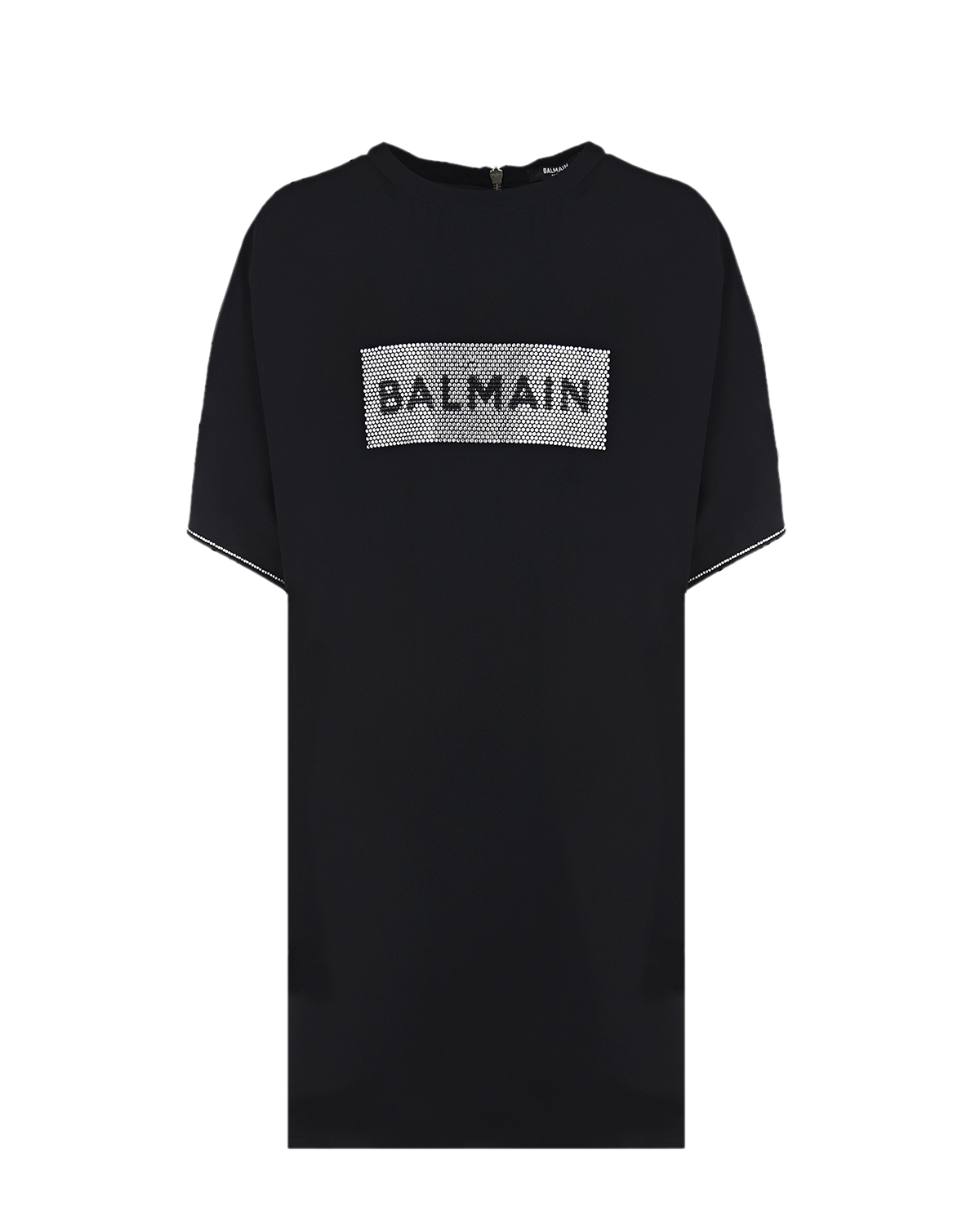 Платье с прямоугольным логотипом из страз Balmain детское, размер 164, цвет черный - фото 1