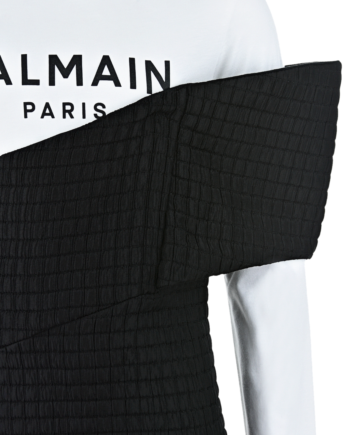 Черно-белое комбинированное платье Balmain детское, размер 152, цвет мультиколор - фото 3