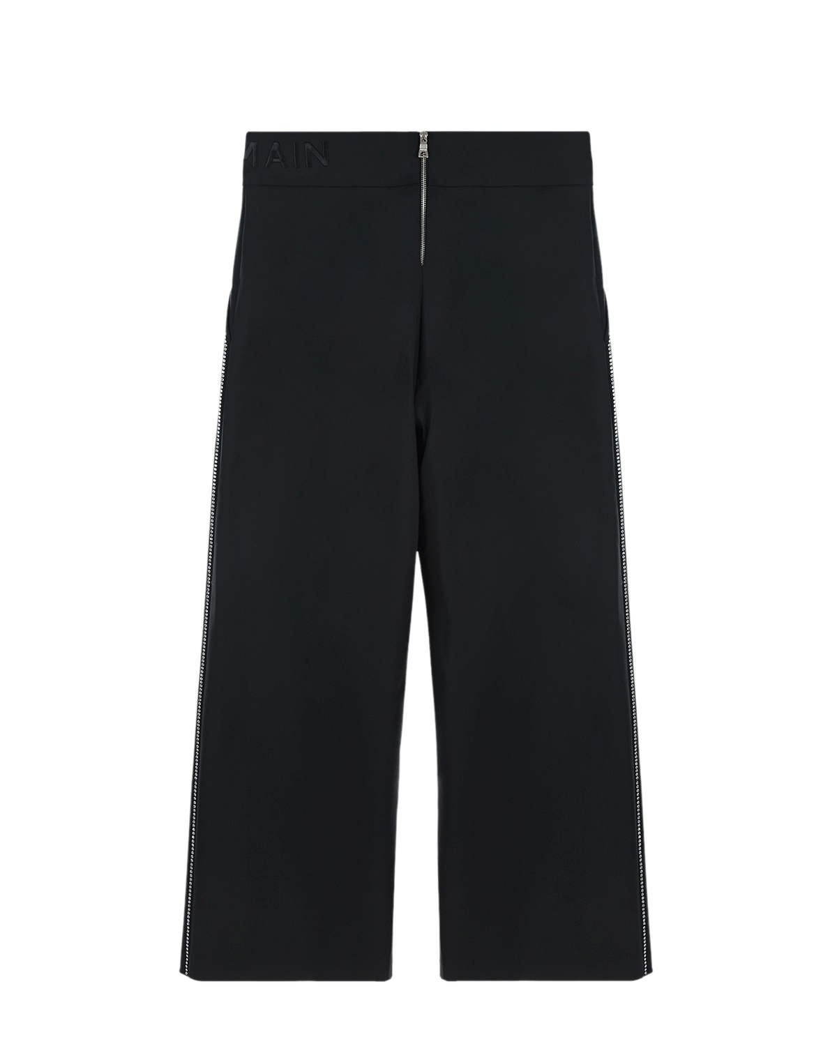 Шерстяные брюки с лампасами из стразов Balmain детские, размер 152, цвет черный - фото 2