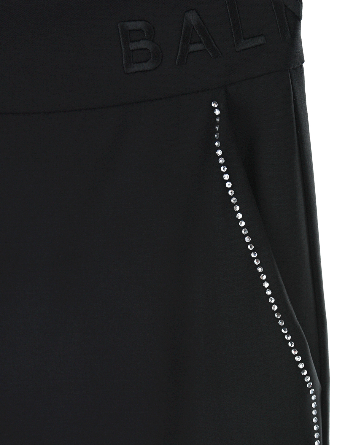Шерстяные брюки с лампасами из стразов Balmain детские, размер 152, цвет черный - фото 3