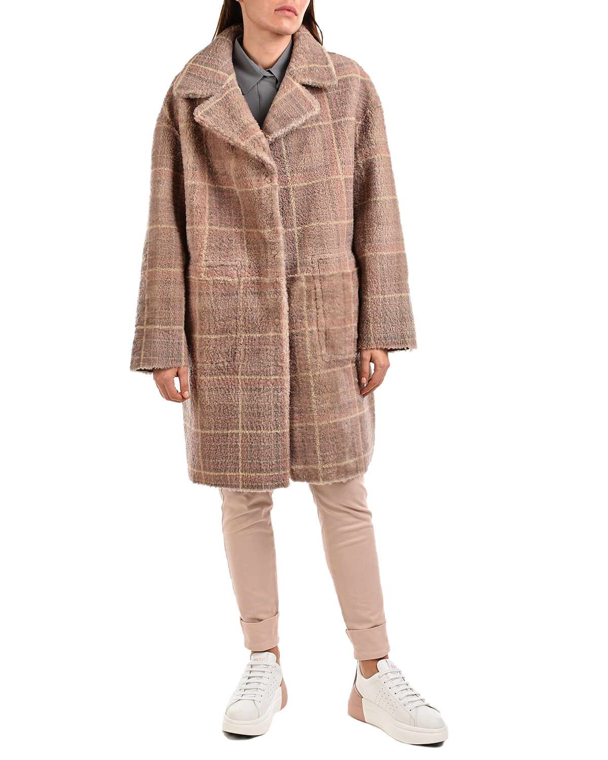 Двухстороннее пальто в клетку Benedetta Novi, размер 44, цвет серый - фото 3