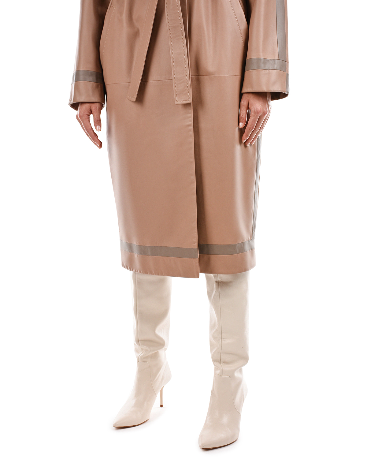 Кожаное пальто oversize Blancha, размер 40, цвет нет цвета - фото 9