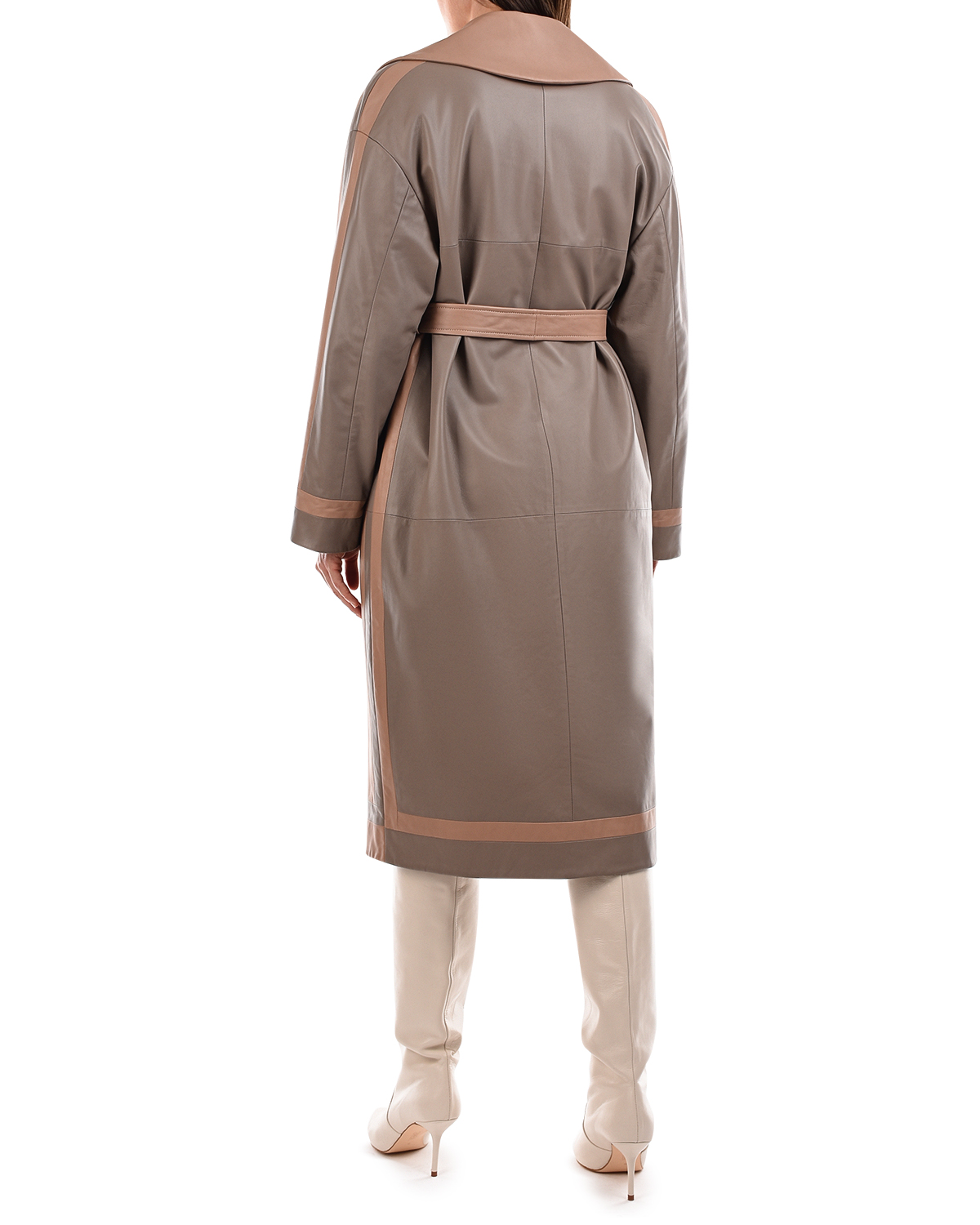 Кожаное пальто oversize Blancha, размер 40, цвет нет цвета - фото 4