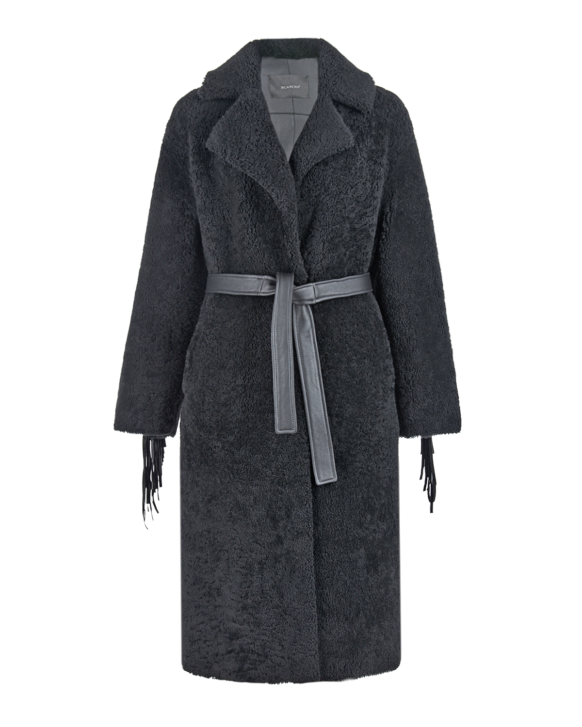 Черное пальто из овчины Blancha, размер 42, цвет нет цвета
