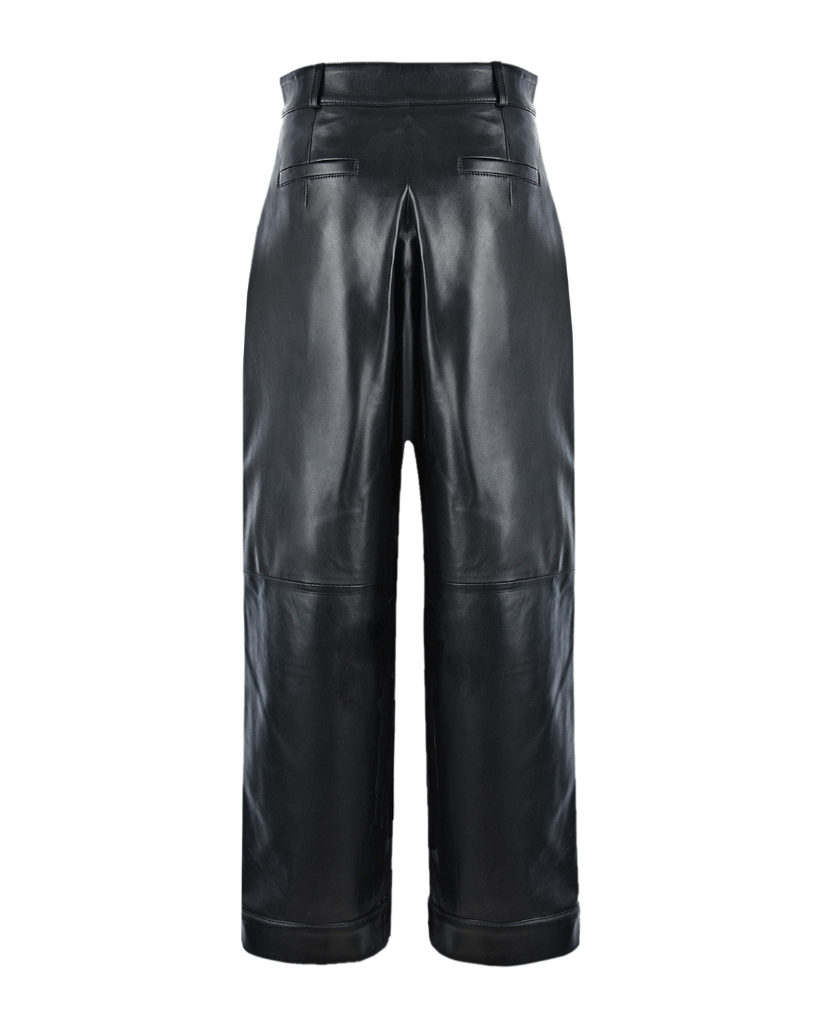 Черные укороченные брюки из кожи Blancha, размер 44, цвет нет цвета - фото 4