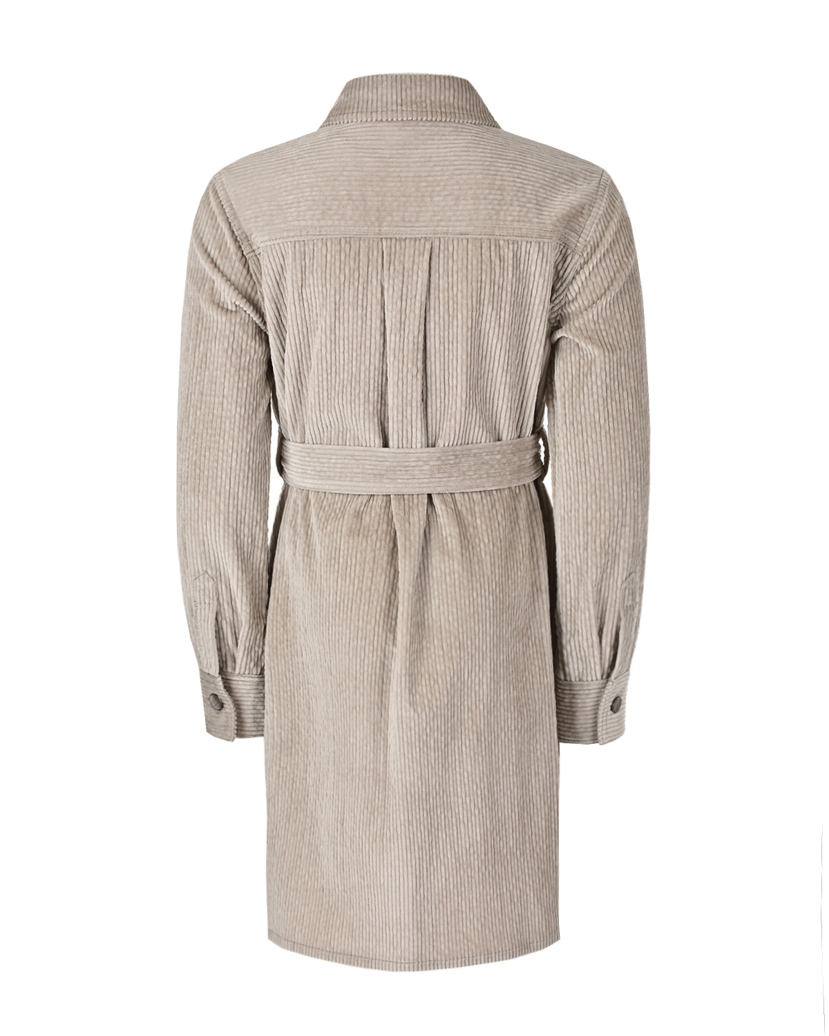 Платье-рубашка из вельвета Brunello Cucinelli детское, размер 140, цвет бежевый - фото 2