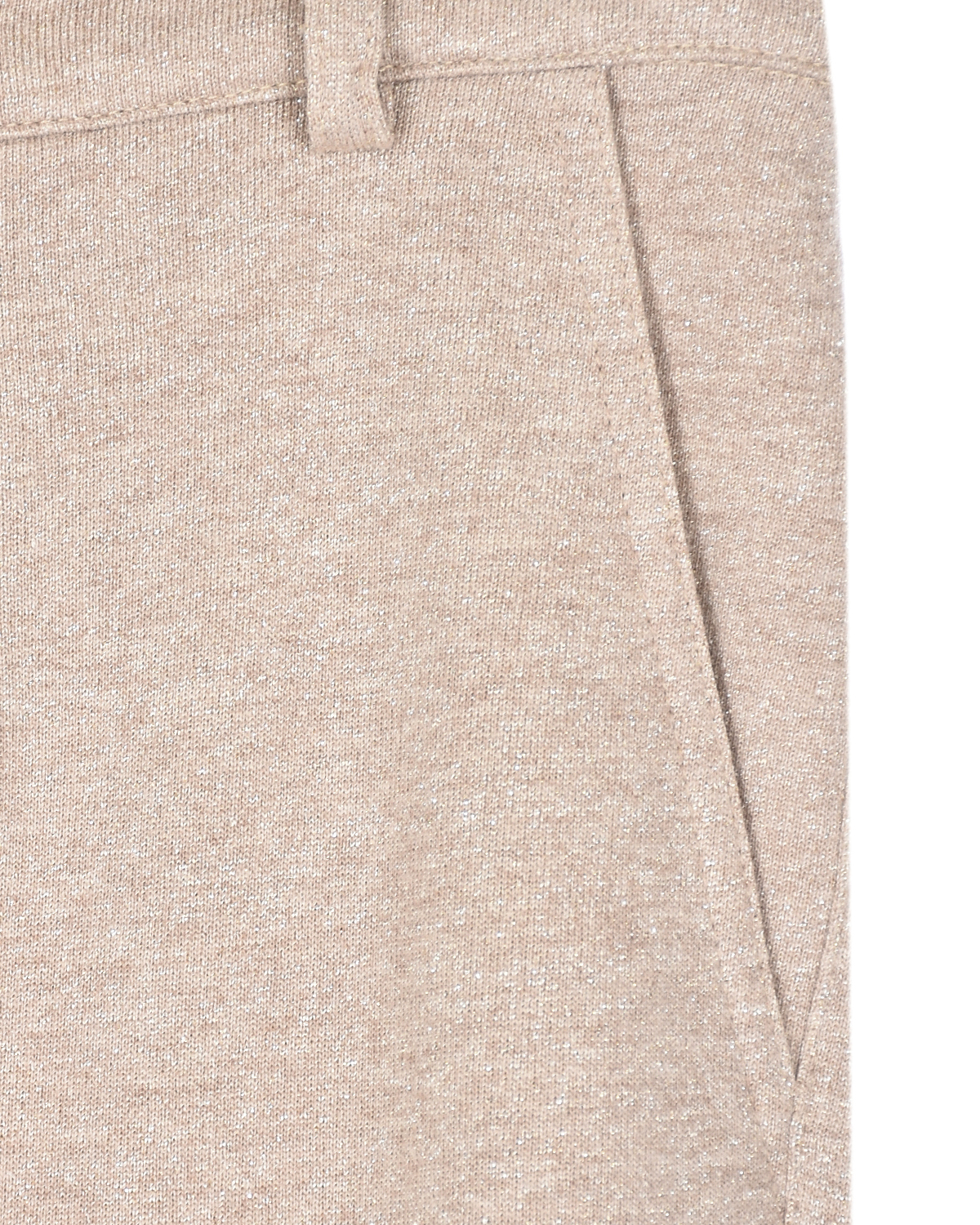 Бежевые брюки с люрексом Brunello Cucinelli детские, размер 152, цвет бежевый - фото 4