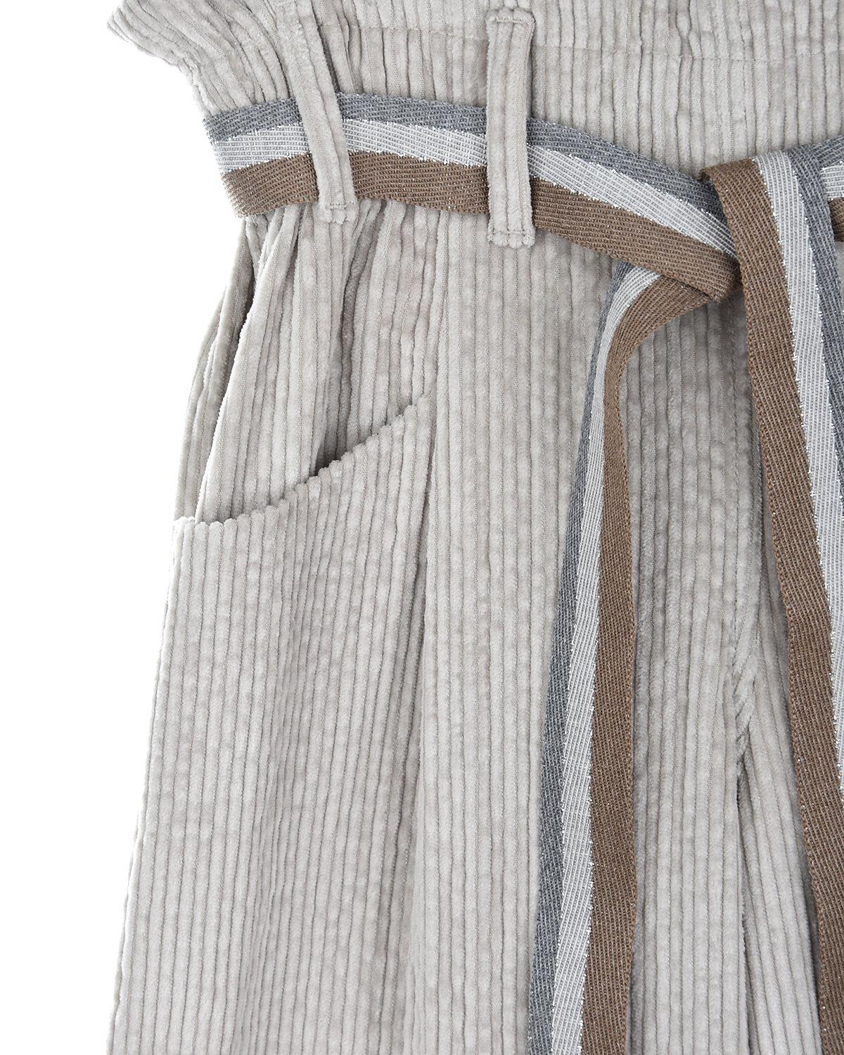 Широкие брюки из вельвета Brunello Cucinelli детские, размер 140, цвет бежевый - фото 3