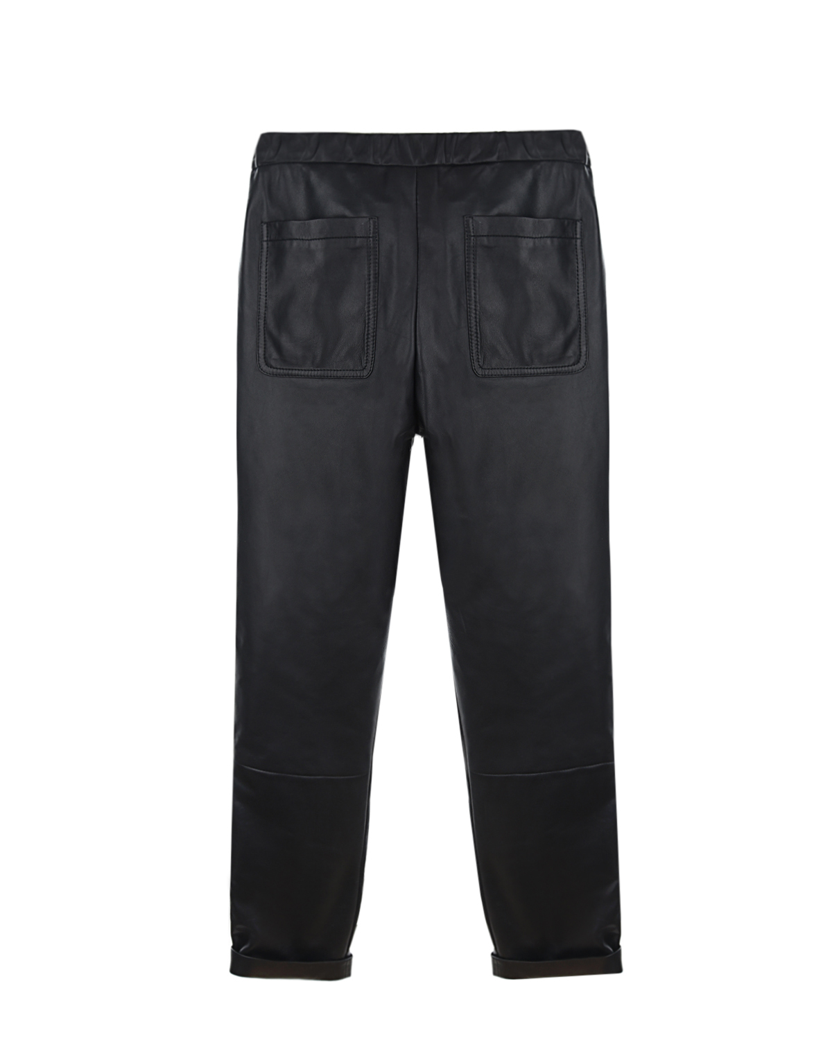 Черные брюки из кожи с эластичным поясом Brunello Cucinelli детские, размер 152, цвет черный - фото 2