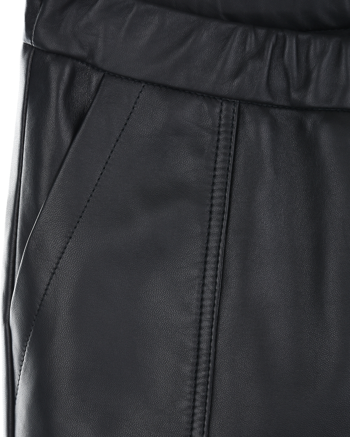 Черные брюки из кожи с эластичным поясом Brunello Cucinelli детские, размер 152, цвет черный - фото 3