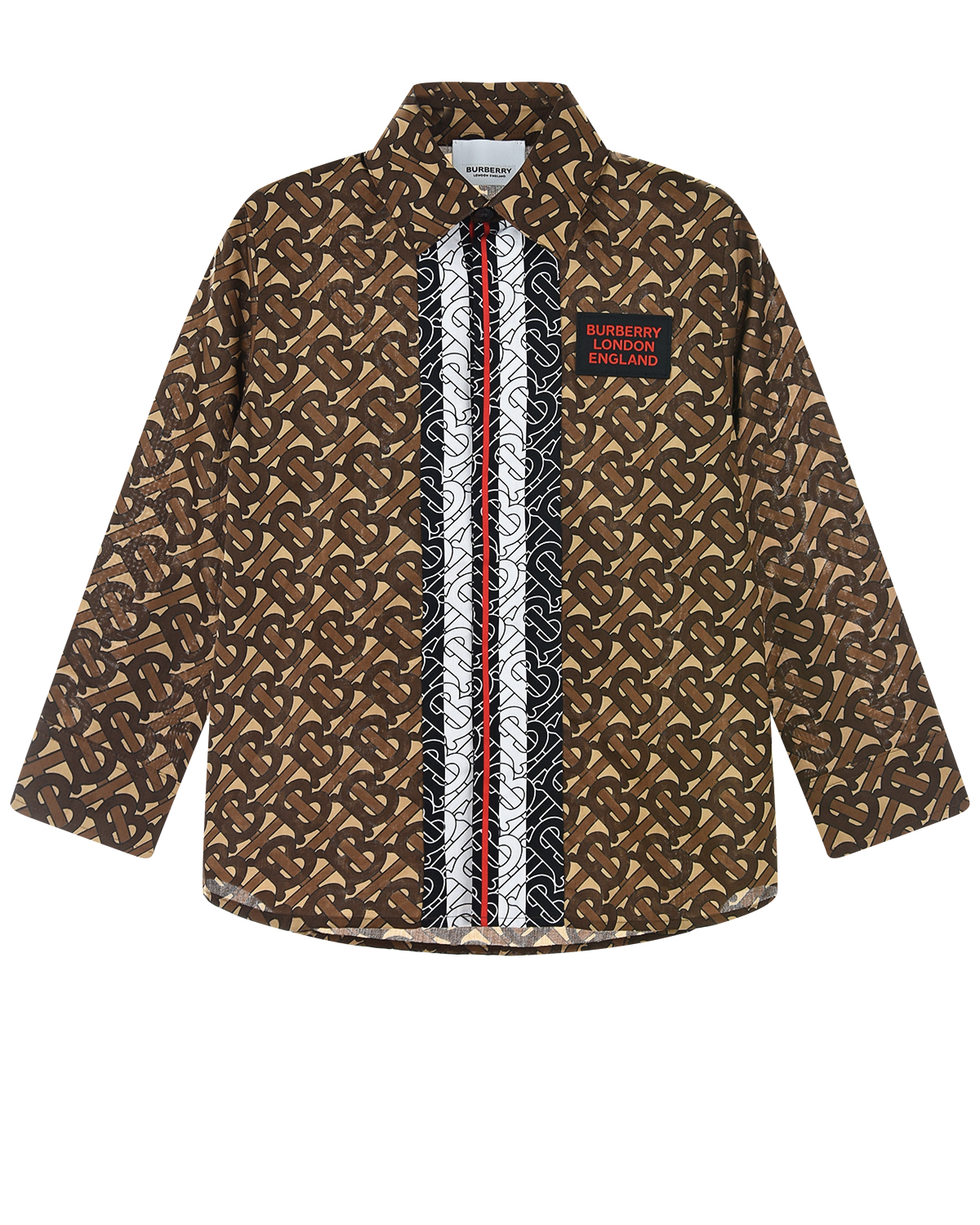 

Коричневая рубашка с принтом-монограммой Burberry детская, Коричневый, Коричневая рубашка с принтом-монограммой Burberry детская