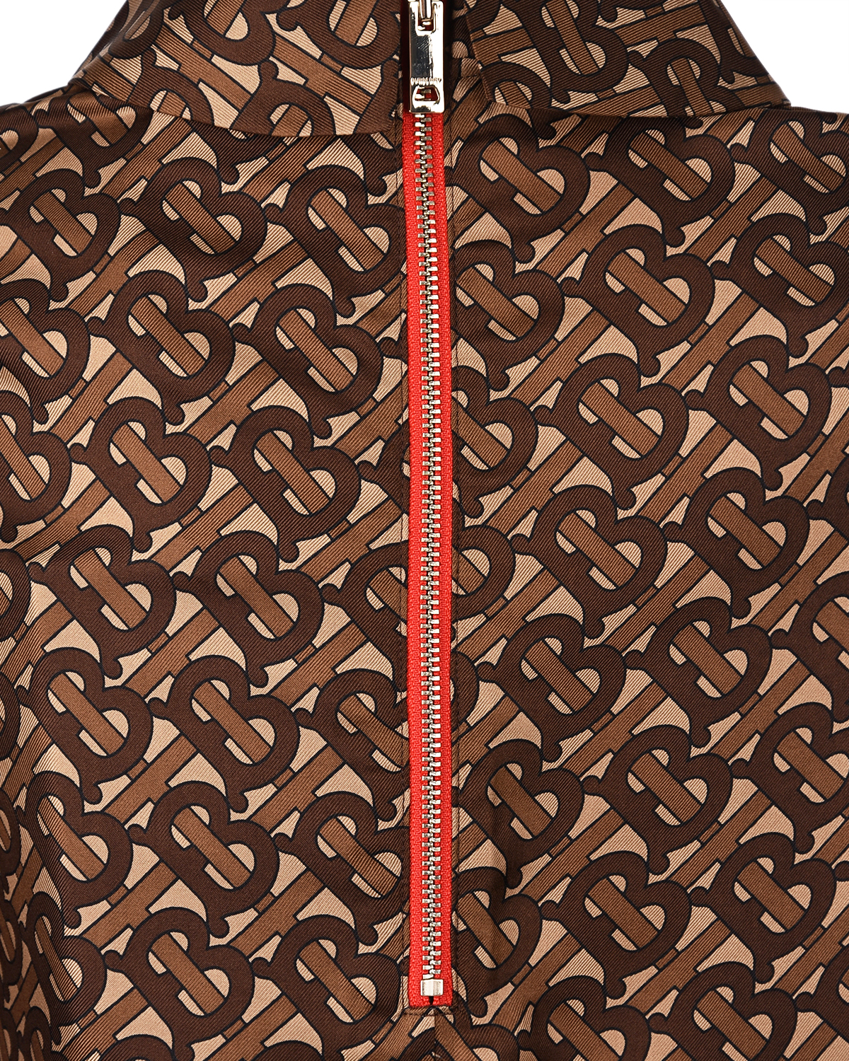 Шелковое платье с длинными рукавами Burberry детское, размер 140, цвет коричневый - фото 4