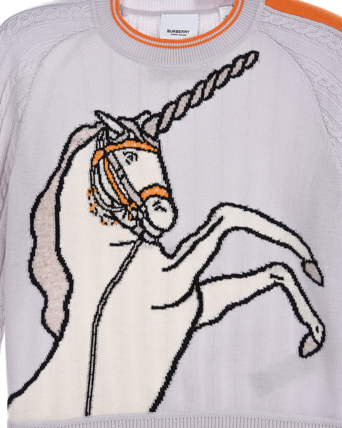 Вязаный джемпер с декором "Единорог" Burberry детский, размер 116, цвет мультиколор - фото 3