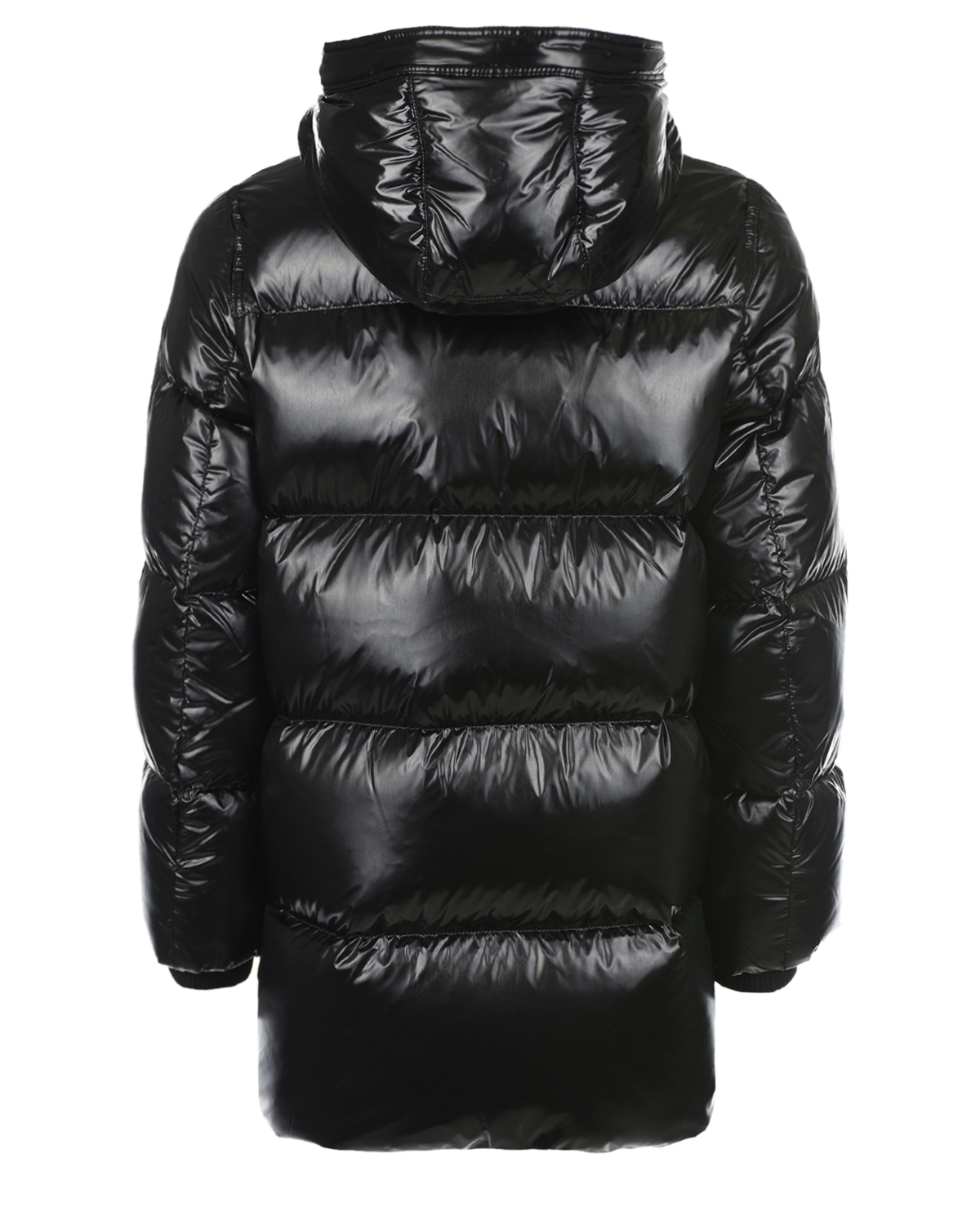 Удлиненная черная куртка с капюшоном Burberry детская, размер 128, цвет черный - фото 2