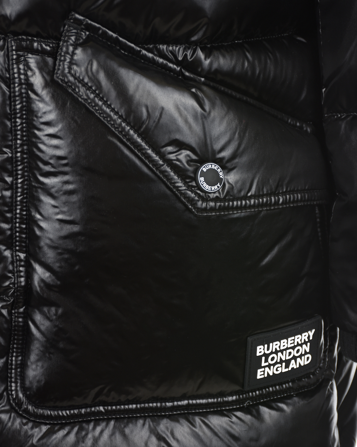 Удлиненная черная куртка с капюшоном Burberry детская, размер 128, цвет черный - фото 3