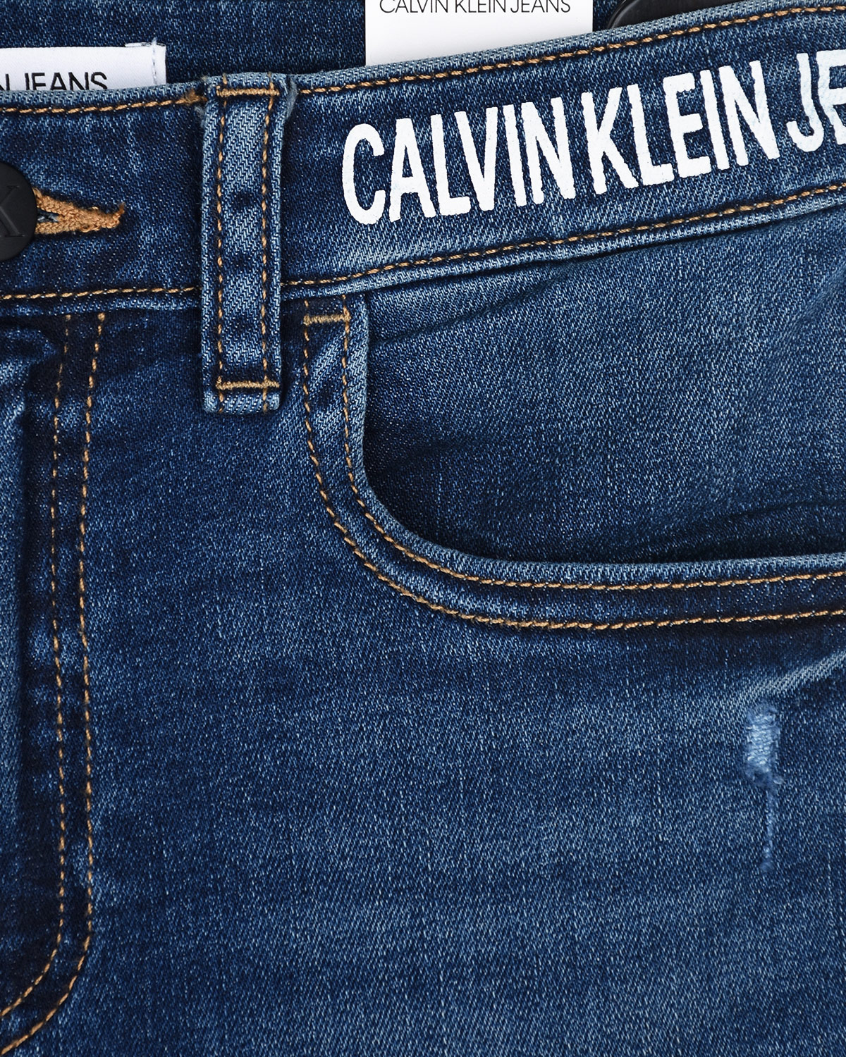 Синие джинсы skinny fit Calvin Klein детские, размер 140, цвет нет цвета - фото 3