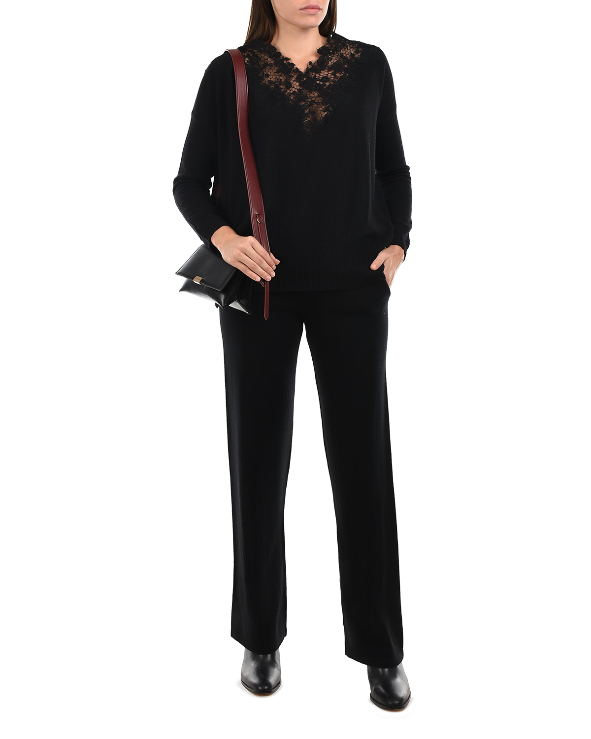 Черные брюки с поясом на кулиске Chinti&Parker, размер 38, цвет черный - фото 2