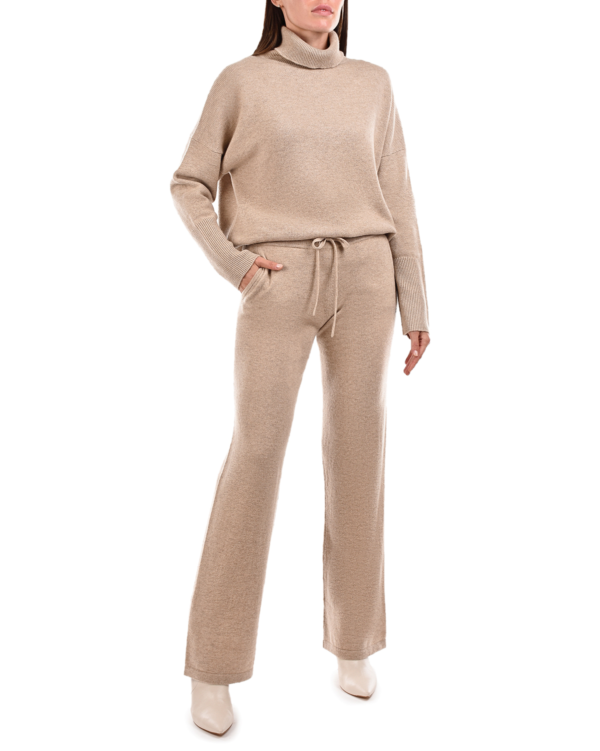Бежевые брюки с поясом на кулиске Chinti&Parker, размер 38, цвет бежевый - фото 3