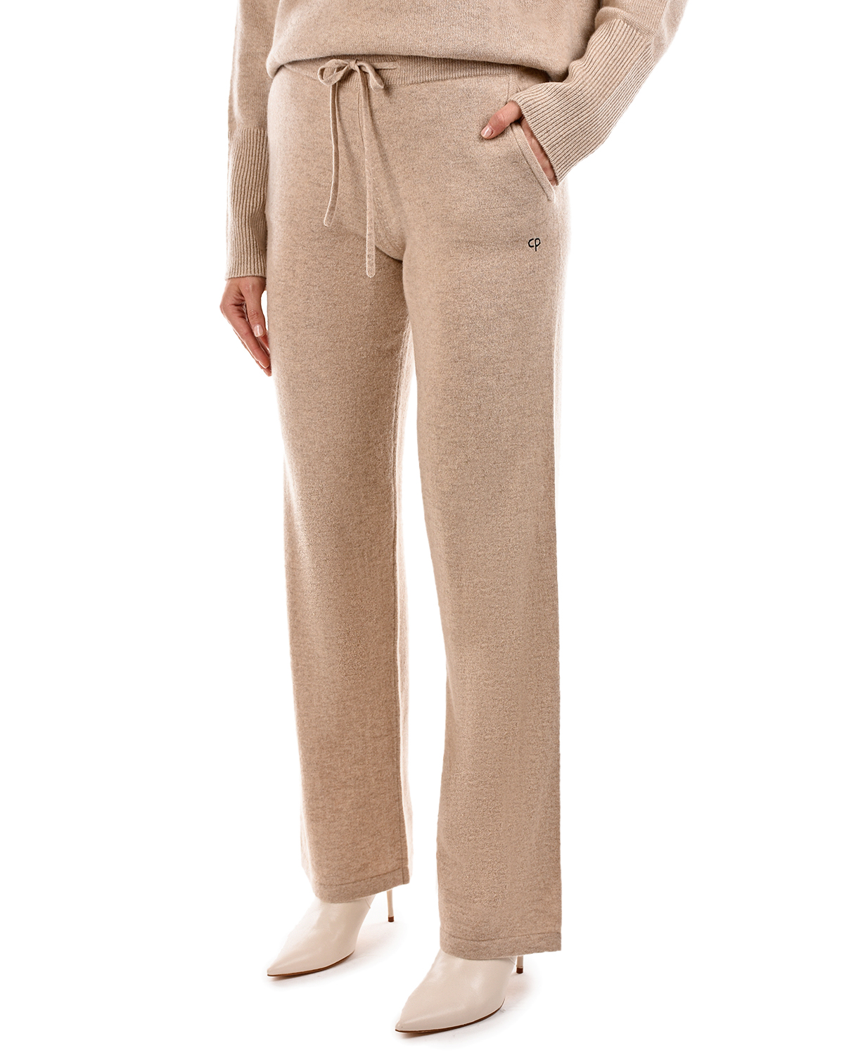 Бежевые брюки с поясом на кулиске Chinti&Parker, размер 38, цвет бежевый - фото 8