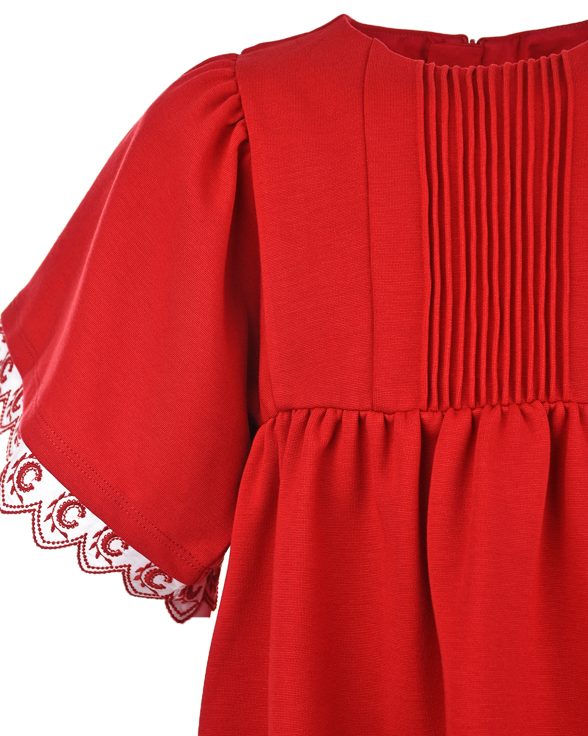 Красное платье с вышитой отделкой рукавов Chloe детское, размер 116, цвет красный - фото 4