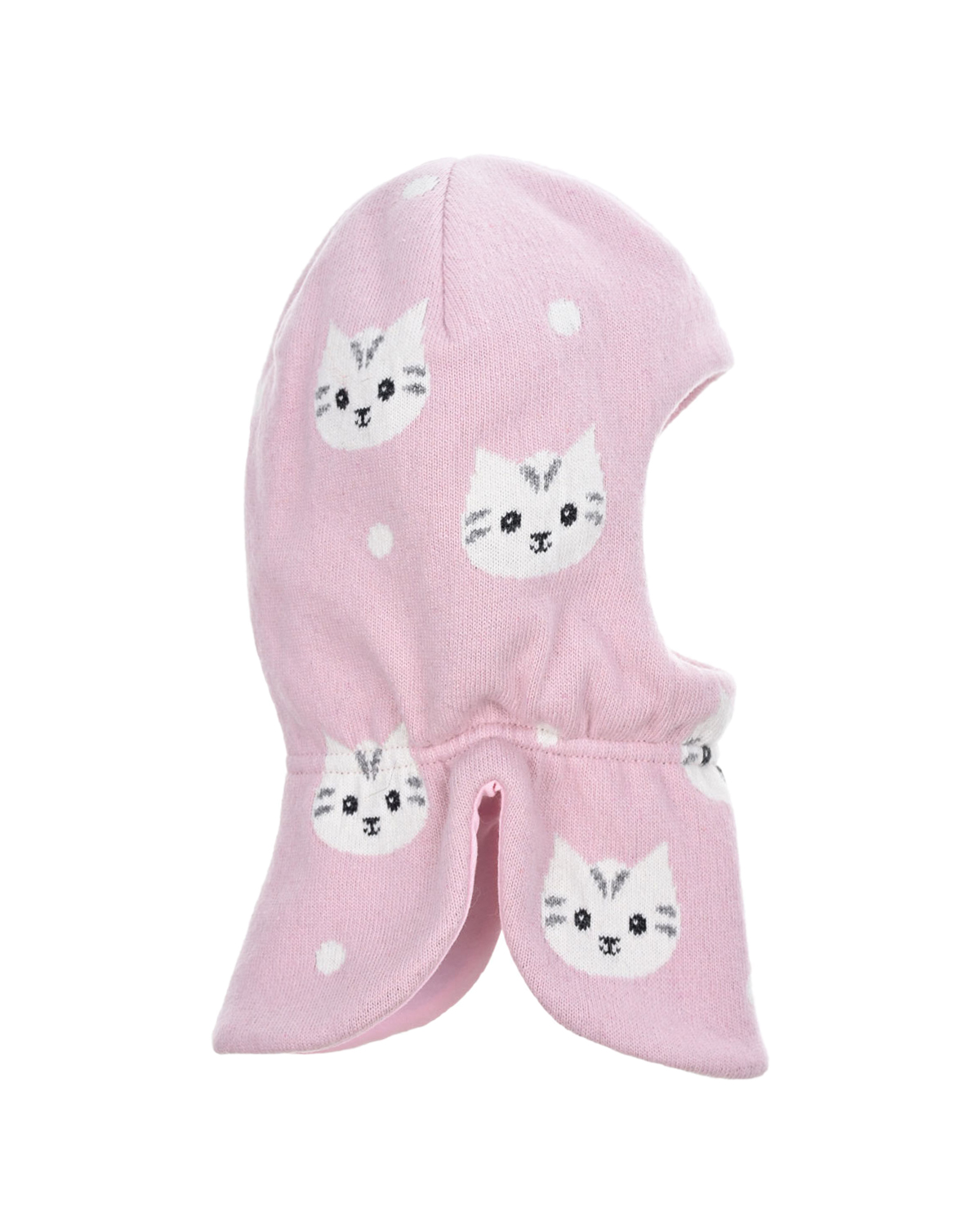 Розовая шапка-шлем с принтом "кошки" Chobi детская, размер 44/46, цвет розовый - фото 1
