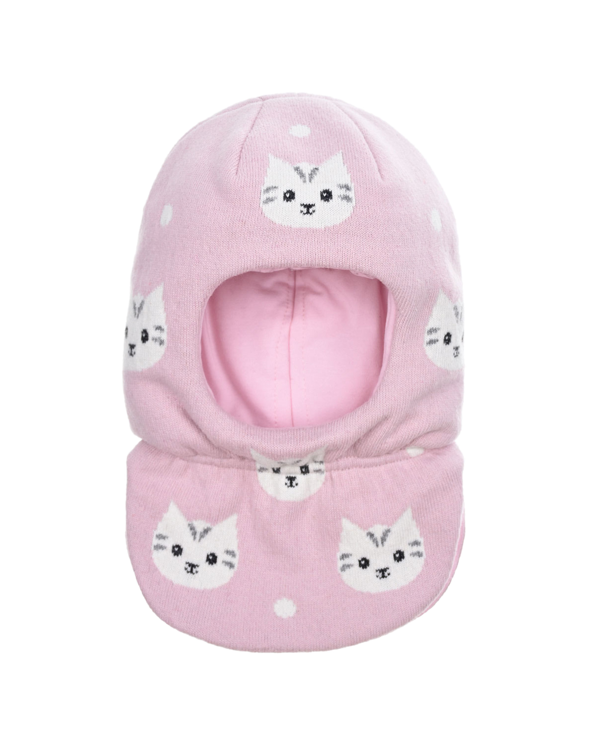 Розовая шапка-шлем с принтом "кошки" Chobi детская, размер 44/46, цвет розовый - фото 2