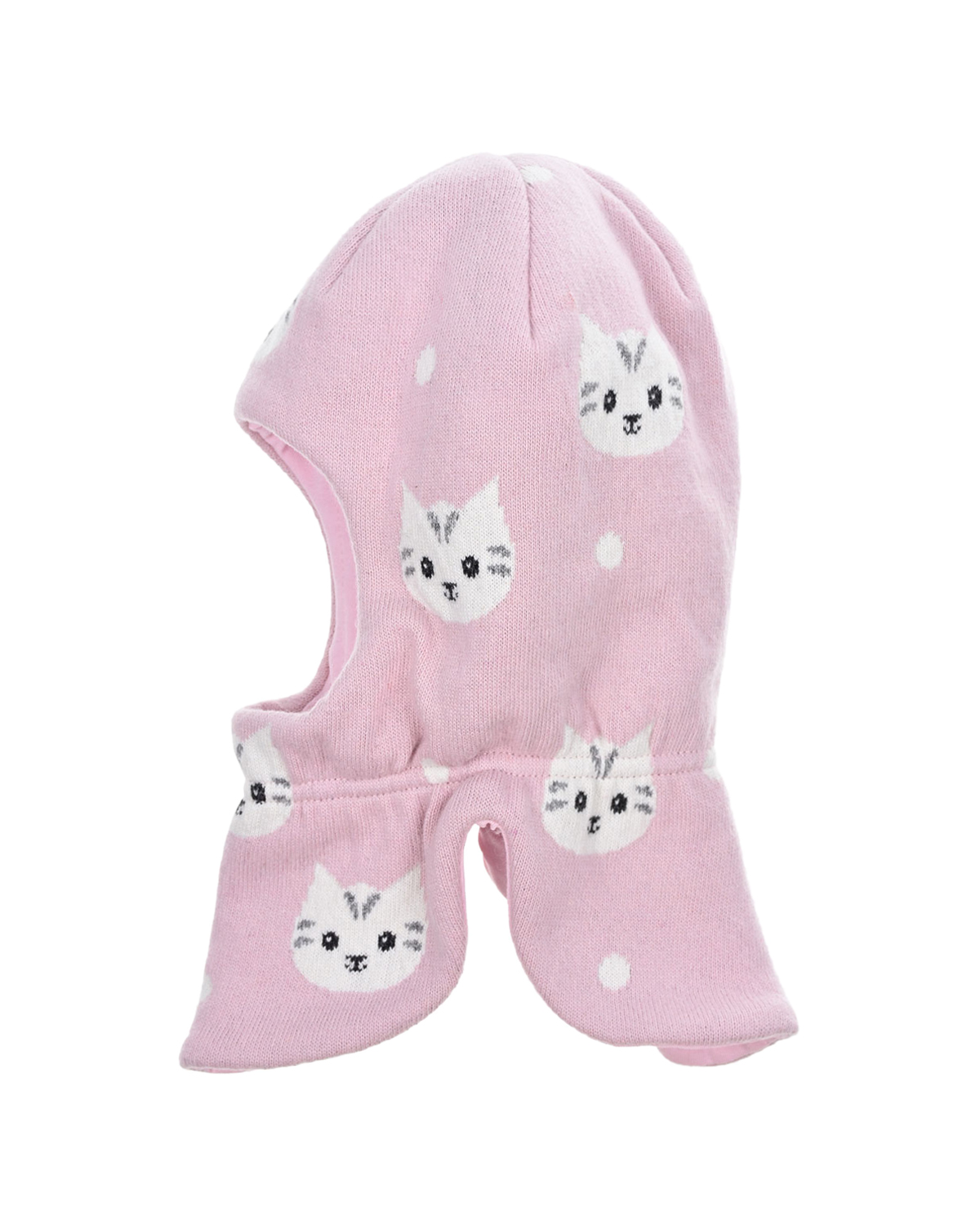 Розовая шапка-шлем с принтом "кошки" Chobi детская, размер 44/46, цвет розовый - фото 3