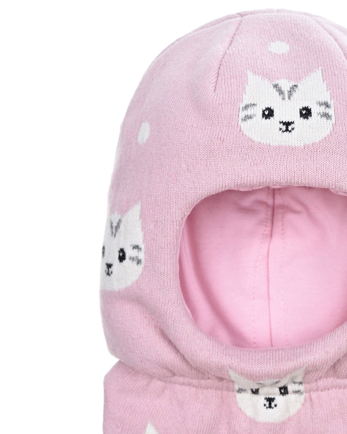Розовая шапка-шлем с принтом "кошки" Chobi детская, размер 44/46, цвет розовый - фото 4