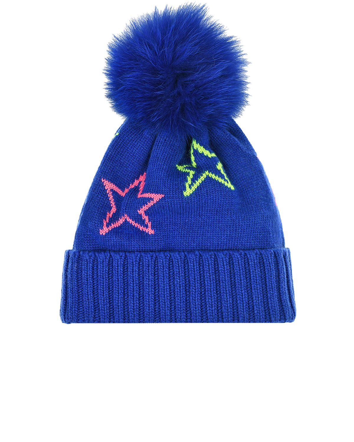 Синяя шапка с неоновыми звездами Chobi детская, размер 56/58, цвет синий - фото 1