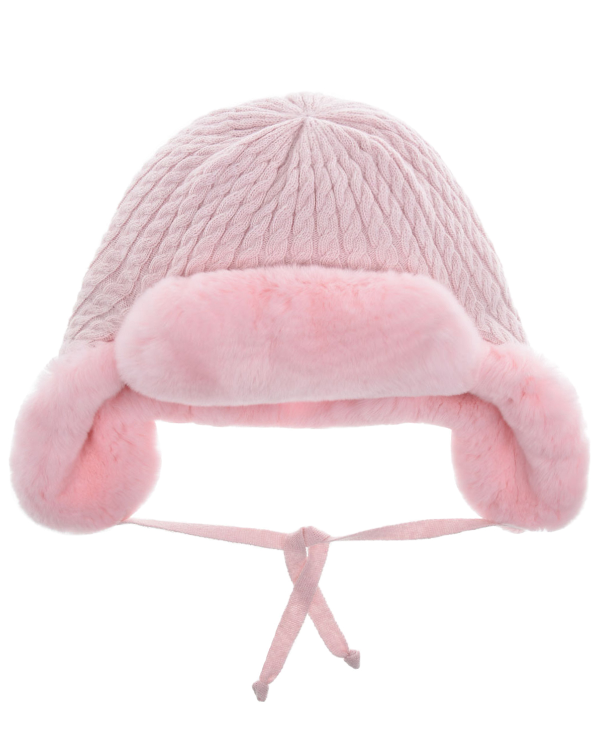 Розовая шапка-ушанка с меховой отделкой Chobi детская, размер 51/53, цвет розовый - фото 1