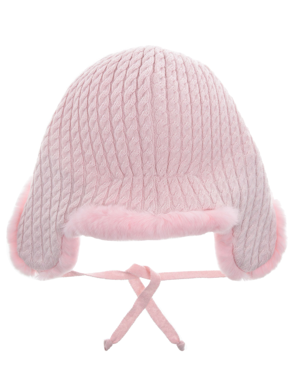 Розовая шапка-ушанка с меховой отделкой Chobi детская, размер 51/53, цвет розовый - фото 2