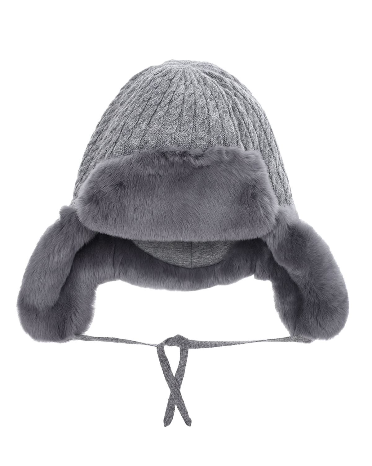 Серая шапка-ушанка с меховой отделкой Chobi детская, размер 51/53, цвет серый - фото 1