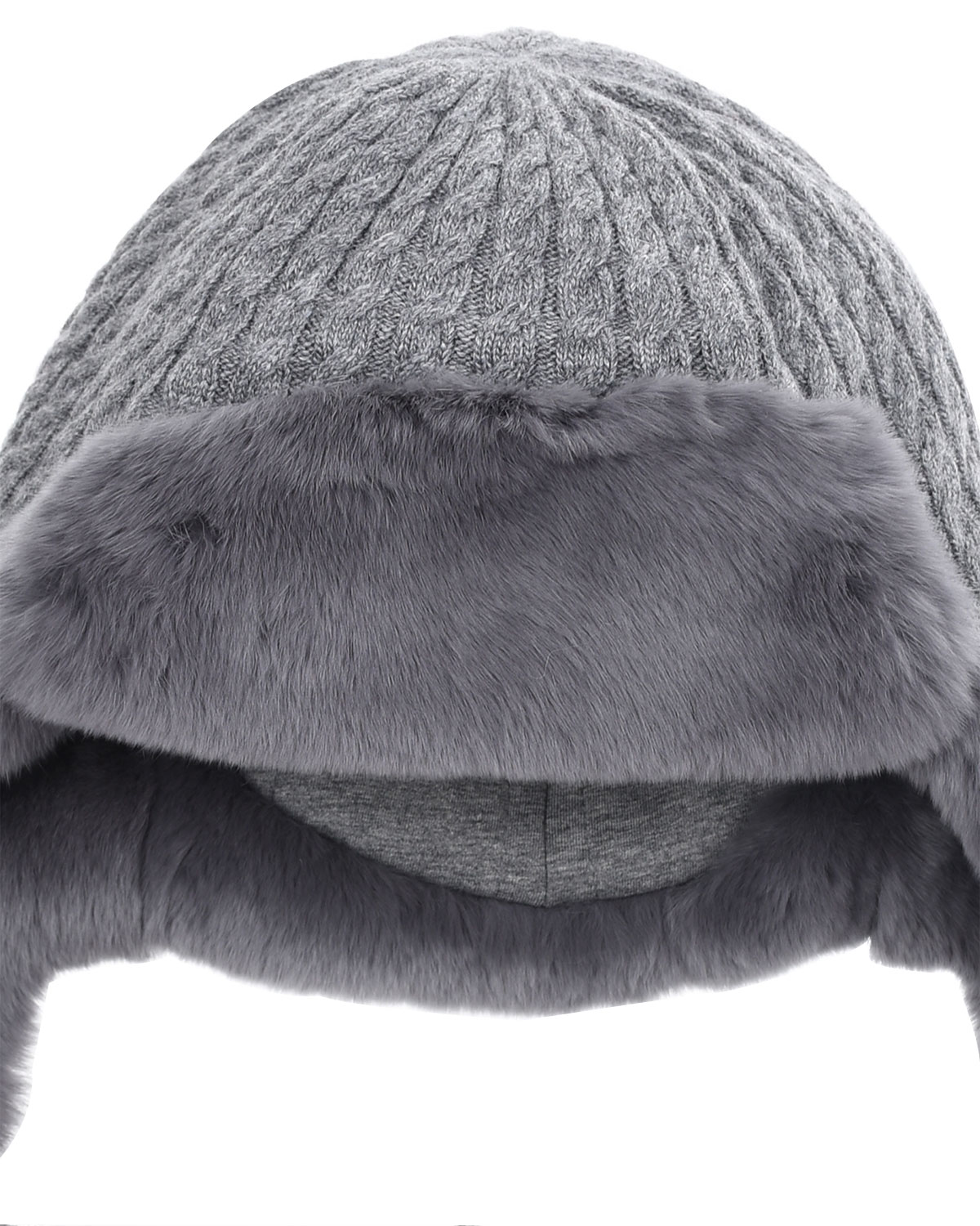 Серая шапка-ушанка с меховой отделкой Chobi детская, размер 51/53, цвет серый - фото 3