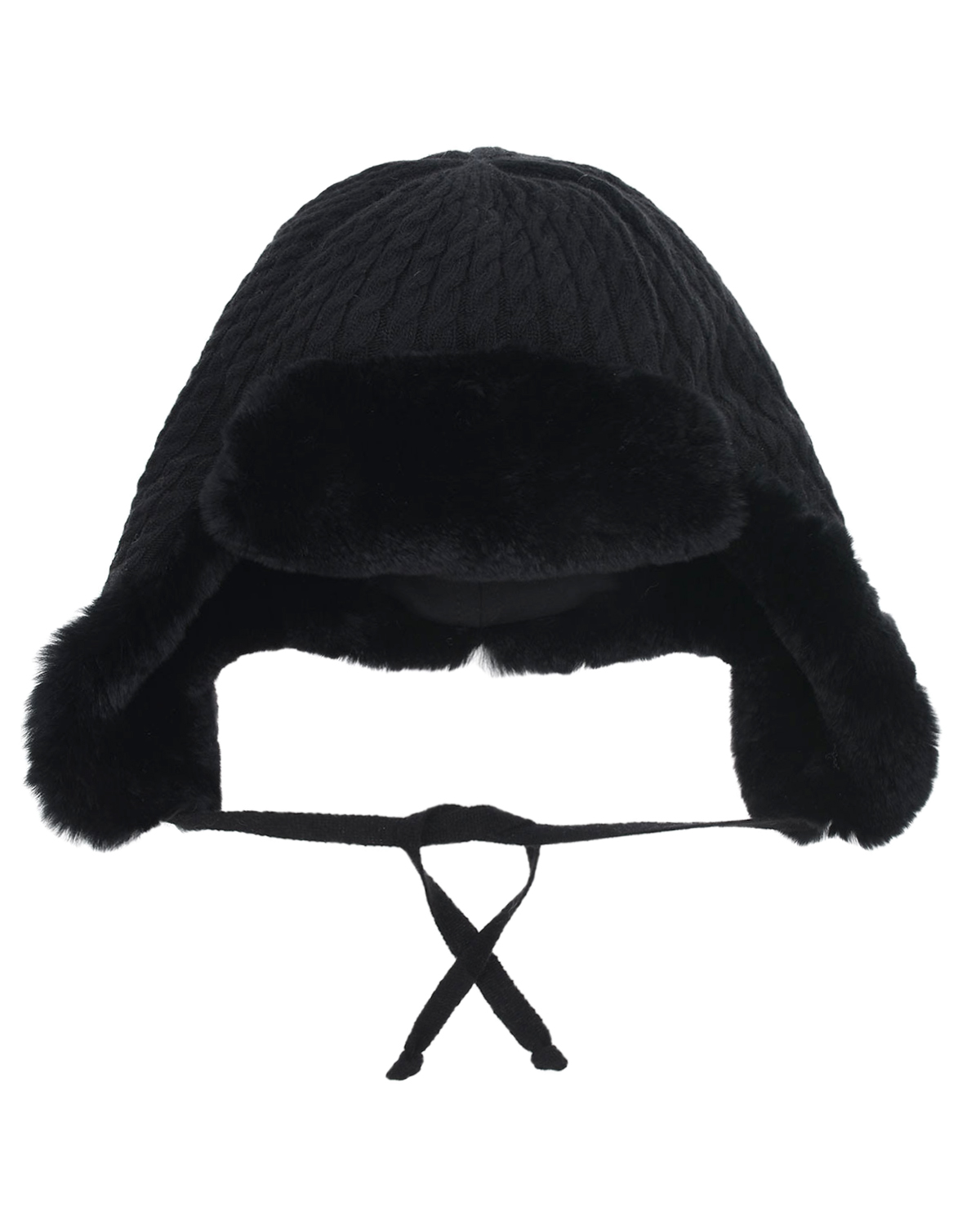Черная шапка-ушанка с меховой отделкой Chobi детская, размер 51/53, цвет черный - фото 1