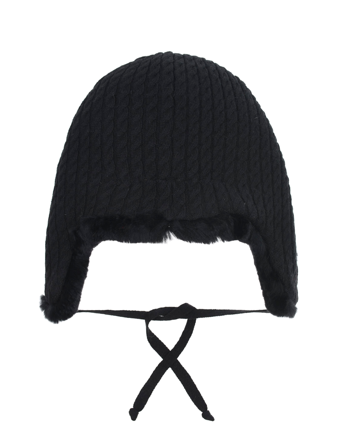 Черная шапка-ушанка с меховой отделкой Chobi детская, размер 51/53, цвет черный - фото 3