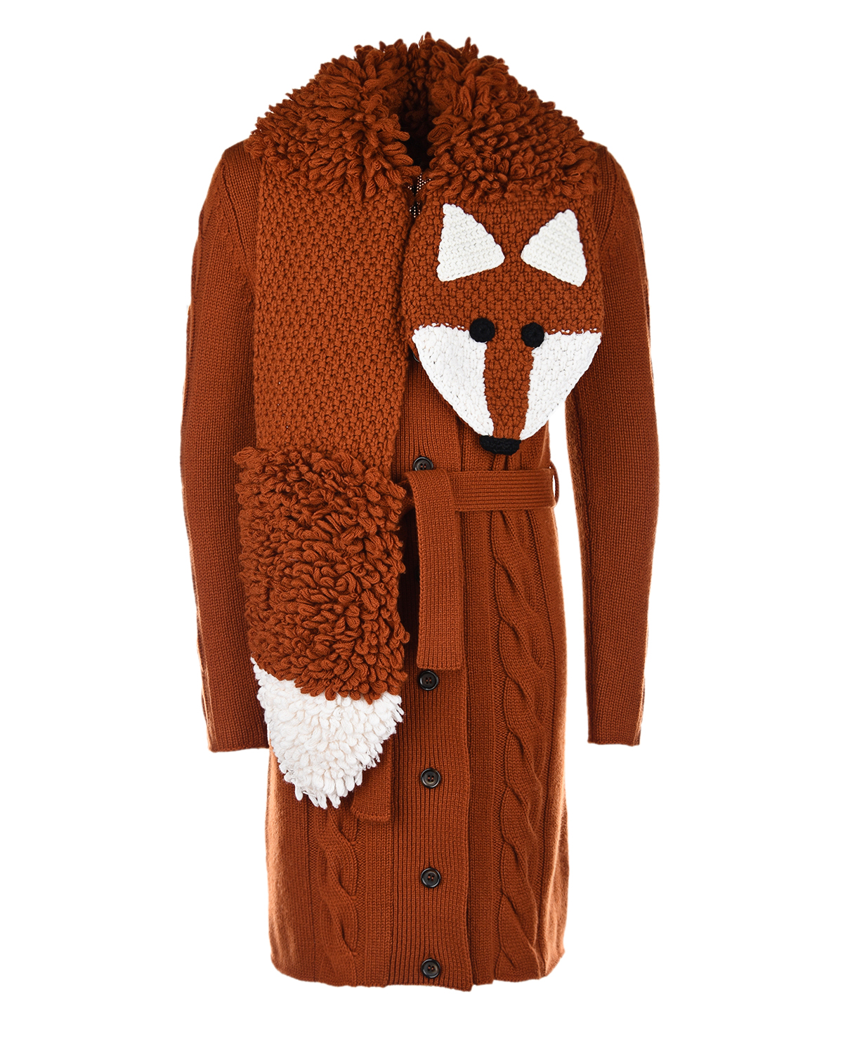 Вязаное пальто из кашемира Dolce&Gabbana детское, размер 140, цвет оранжевый - фото 1