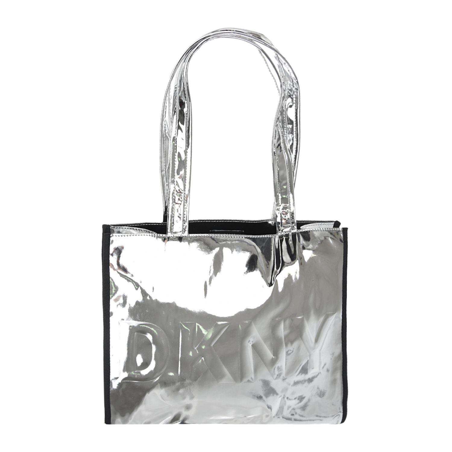 Серебристая сумка с логотипом, 28x33x10 см DKNY детская, размер unica, цвет нет цвета - фото 1