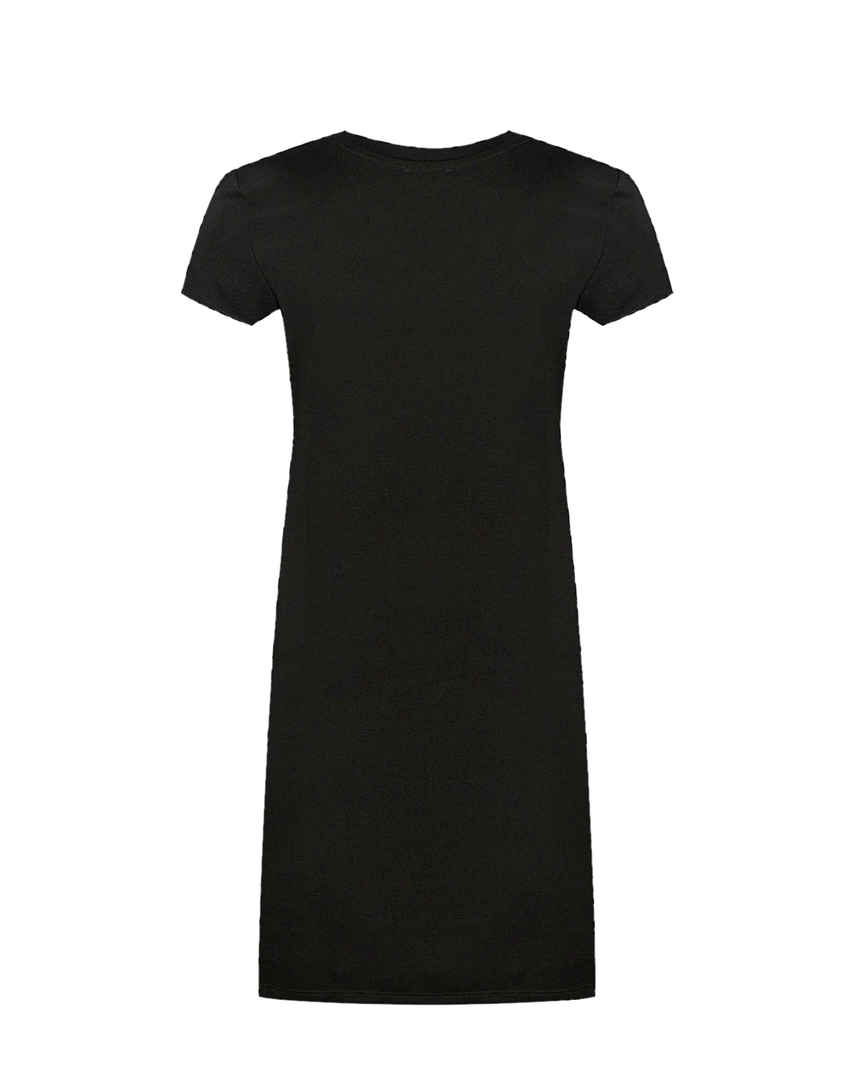 Черное платье с буквенным принтом DKNY детское, размер 140, цвет черный - фото 4