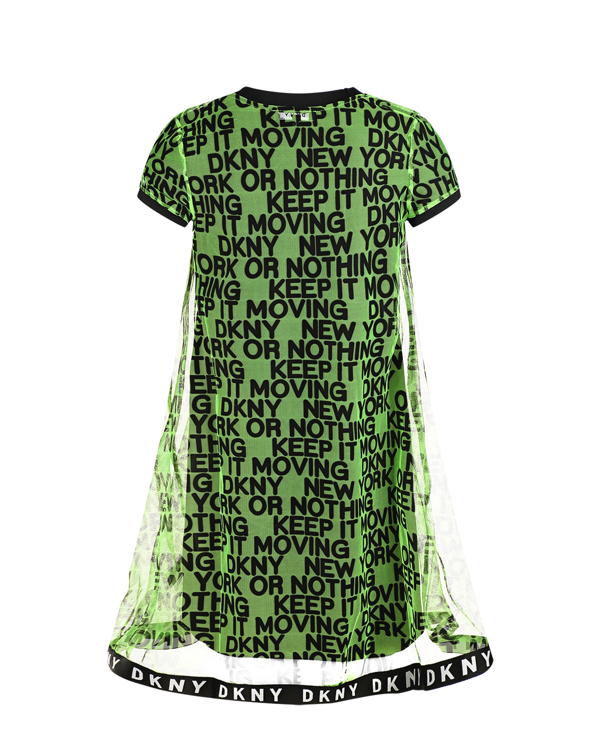 Зеленое платье с буквенным принтом DKNY детское, размер 140, цвет зеленый - фото 1