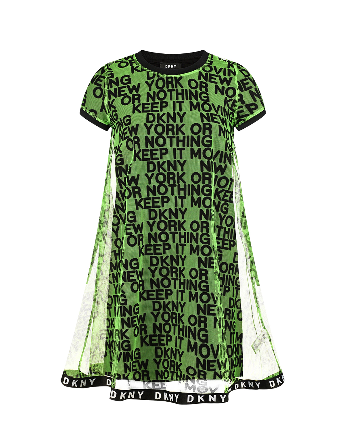 Зеленое платье с буквенным принтом DKNY детское, размер 140, цвет зеленый - фото 2